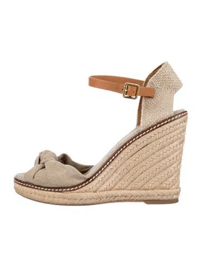 Pre-owned Tory Burch Jute Espadrilles In Neutrals