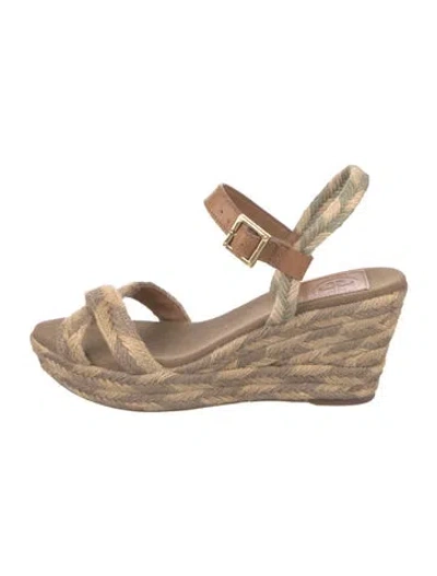 Pre-owned Tory Burch Jute Patterned Espadrilles In Neutrals