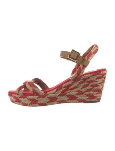 Pre-owned Tory Burch Jute Striped Espadrilles In Neutral