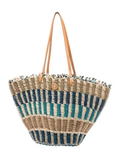 Pre-owned Tory Burch Jute Tote In Neutral