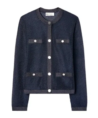 Tory Burch Damen Kendra Mesh-cardigan In Blue