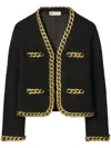 Tory Burch Tinsel-tweed Cropped Jacket In 黑色
