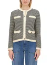 Tory Burch Kendra Contrasting-trim Striped Cardigan
