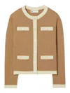 Tory Burch Kendra Wool Cardigan In Beige