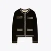 Tory Burch Kendra Cardigan In Black/french Cream