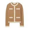 Tory Burch Kendra Wool Cardigan In Brown