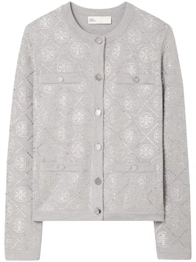 Tory Burch Kendra Cardigan In Grey