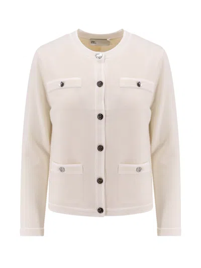 Tory Burch Kendra Cardigan In Light New Ivory White Asparagus