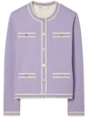 Tory Burch Merino Wool Year Of The Snake Kendra Cardigan In Purple