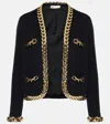 Tory Burch Kendra Chain-embellished Waffle-knit Cardigan In Black