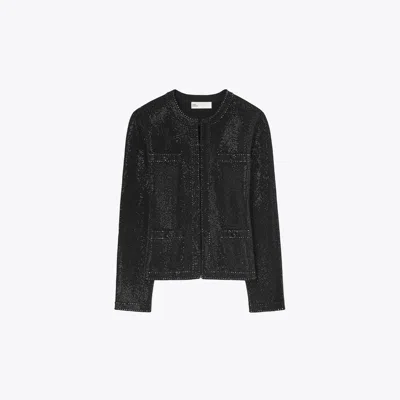 Tory Burch Kendra Embellished Cardigan In Black