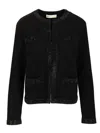 Tory Burch Kendra Embellished Wool Cardigan Jackets Black In Black