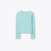 Tory Burch Kendra Embossed Cardigan In Atoll Blue