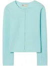 Tory Burch Kendra Embossed Cardigan In Blue