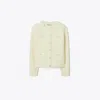 Tory Burch Kendra Embossed Cardigan In Light Fresh Ivory T Monogram