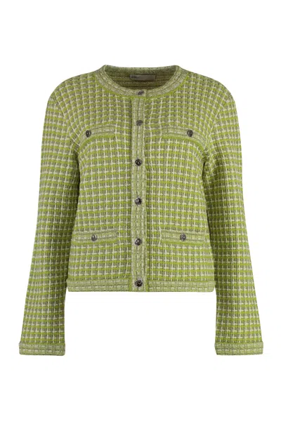 TORY BURCH KENDRA JACQUARD KNIT CARDIGAN