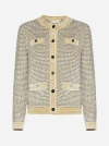 Tory Burch Kendra Viscose Blend Velvet Jacket In Ivory,metallic Grey