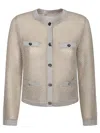 Tory Burch Kendra Mesh Beige Cardigan In Gray