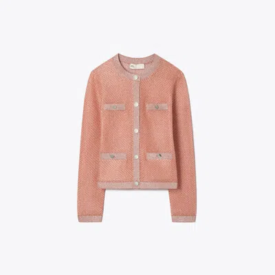 Tory Burch Kendra Mesh Cardigan In Pink