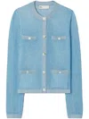Tory Burch Kendra Mesh Cardigan In Blue