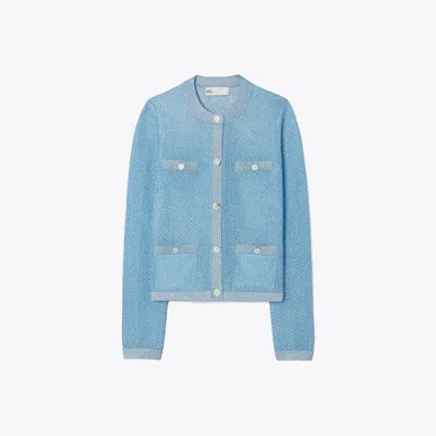 Tory Burch Kendra Mesh Cardigan In Blue