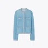 Tory Burch Kendra Mesh Cardigan In Starlight Blue