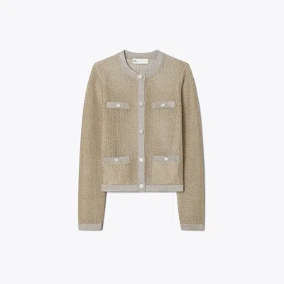 Tory Burch Kendra Mesh Cardigan In Starlight Titanium