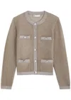 Tory Burch Kendra Metallic-weave Fine-knit Cardigan In Metallic Gold
