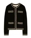 Tory Burch Kendra Button-down Merino Wool Cardigan In Black