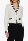 Tory Burch Kendra Shrunken Wool Cardigan In White