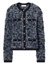 Tory Burch Kendra Tweed Button Cardigan In Blue