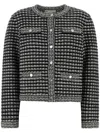Tory Burch Embroidered Jacquard Kendra Cardigan In Black