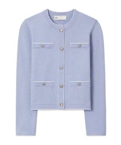 Tory Burch Kendra Wool Cardigan In Blue