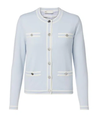 Tory Burch Kendra Wool Cardigan In Blue