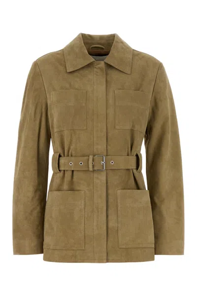 Tory Burch Khaki Suede Jacket In Green