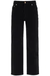 Tory Burch Low-waisted Kick Flare Jeans In Black Rinse Wash