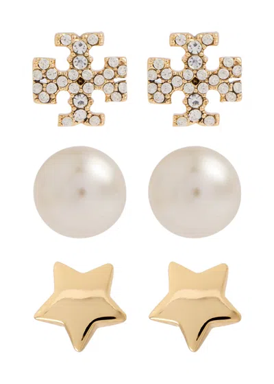 Tory Burch Kira 18kt Gold-plated Stud Earrings In Multicoloured