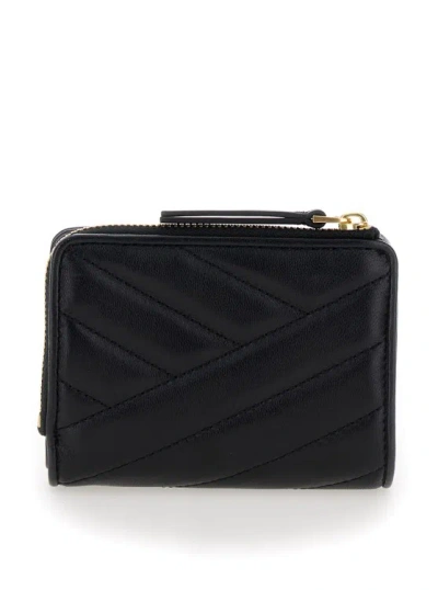 Tory Burch Kira' Black Bi-fold Wallet With Logo In Leather