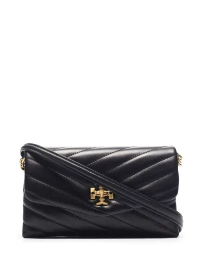 Tory Burch 'kira' Black Chain Wallet In Chevron-quilted Leather Woman