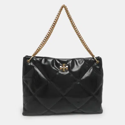 Pre-owned Tory Burch Kira Black Diamond Quilt Leather Convertible Shoulder Bag