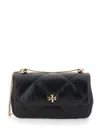 Tory Burch 'kira' Black Diamond Quilted Crossbody Bag With Logo Plaque On The Front In Leather Woman In Black