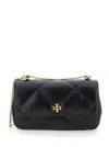 Tory Burch Kira Black Diamond Quilted Crossbody Bag With Logo Plaque On The Front In Leather Woman In Black