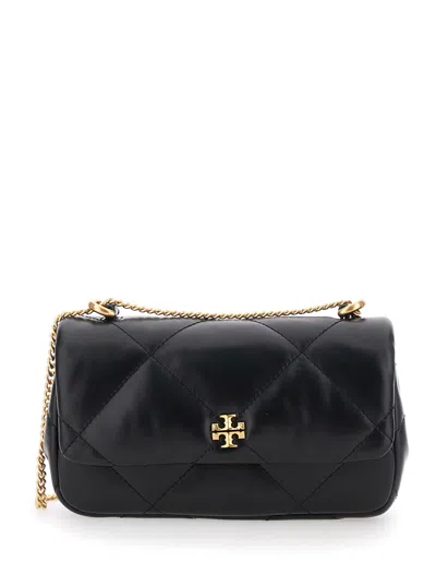 Tory Burch Kira Black Diamond Quilted Crossbody Bag With Logo Plaque On The Front In Leather Woman