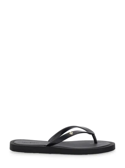 Tory Burch 'kira' Black Flip Flops With Logoplaque