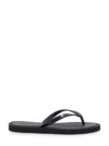 Tory Burch 'kira' Black Flip Flops With Logoplaque In Tech Fabric Woman In Black