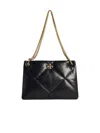 Tory Burch Kira Diamond Black Quilted Shoulder Bag With Chain-link Shoulder Strap And Double T Logo Plaque On T