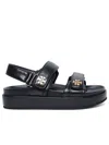 Tory Burch Kira Leather Dual-band Sport Sandals In Black