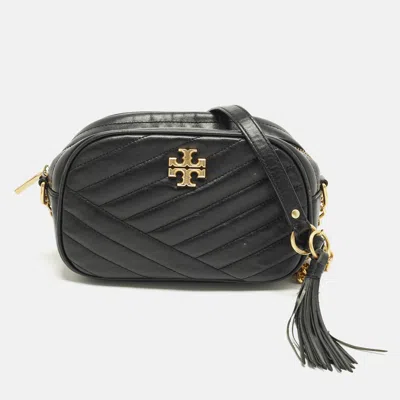Pre-owned Tory Burch Kira Black Quilted Leather Camera Crossbody Bag