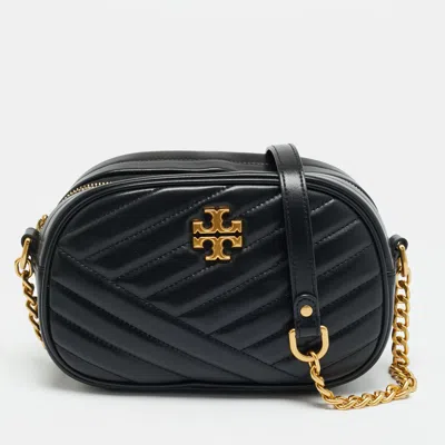 Pre-owned Tory Burch Kira Black Quilted Leather Camera Shoulder Bag