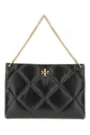 Tory Burch 'kira' Black Shoulder Bag With Logo Plaque And Double T Motif In Leather Woman